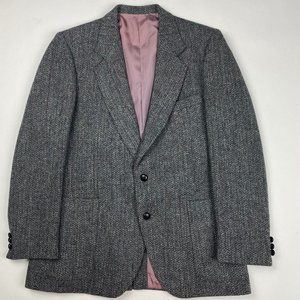 Vintage Harris Tweed Wool Blazer Sport Coat Men's 40 Gray